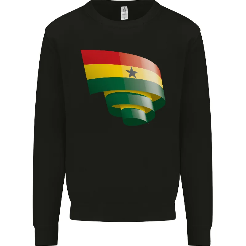 Curled Ghana Flag Ghanaian Day Football Mens Sweatshirt Jumper