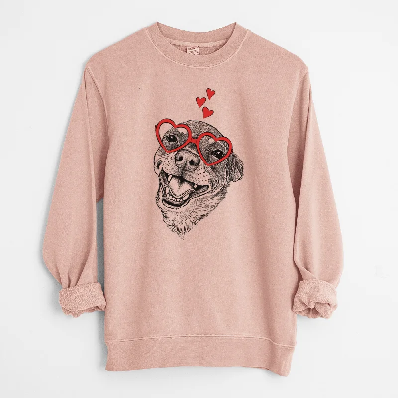 Valentine Boss the Chihuahua - Unisex Pigment Dyed Crew Sweatshirt