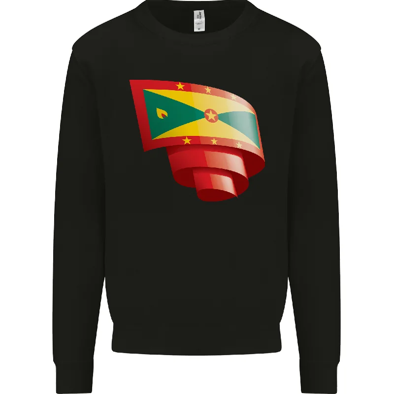 Curled Grenada Flag Grenadians Day Football Mens Sweatshirt Jumper