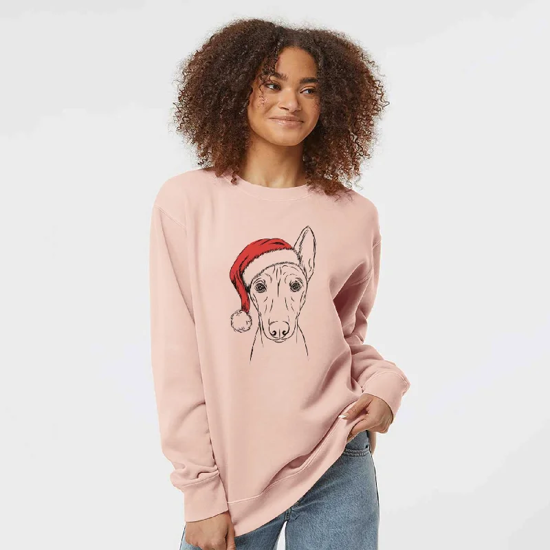 Santa Bonsai the Basenji - Unisex Pigment Dyed Crew Sweatshirt
