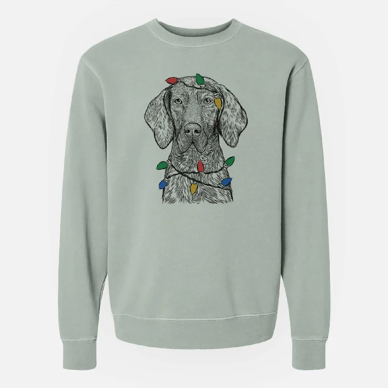 Christmas Lights Boone the Plott Hound - Unisex Pigment Dyed Crew Sweatshirt