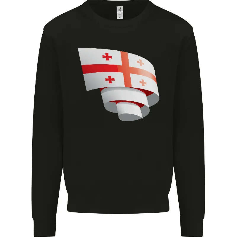 Curled Georgia Flag Georgian Day Football Mens Sweatshirt Jumper