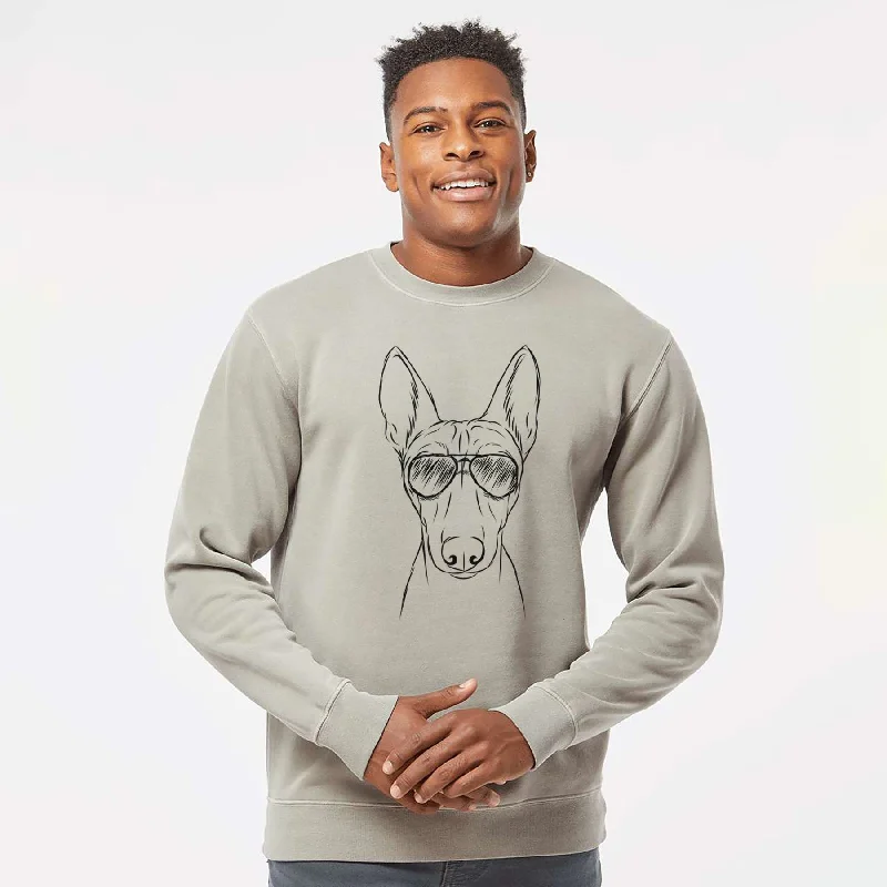 Aviator Bonsai the Basenji - Unisex Pigment Dyed Crew Sweatshirt