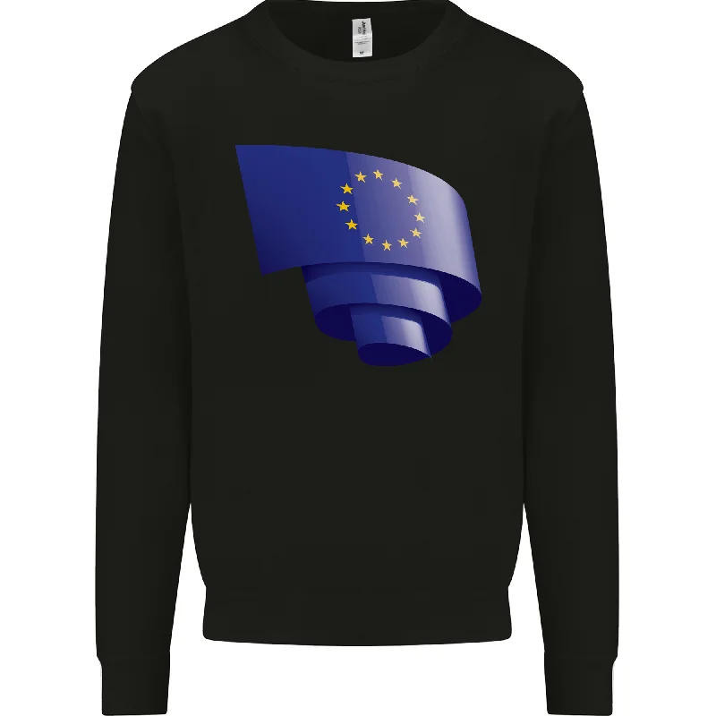 Curled EU Flag European Union Flag Football Mens Sweatshirt Jumper