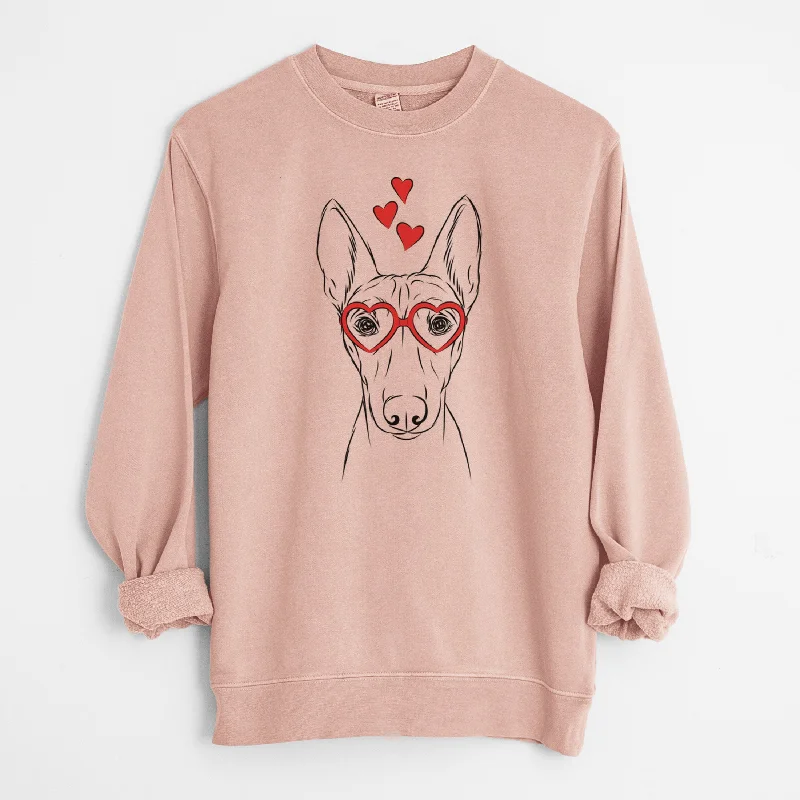 Valentine Bonsai the Basenji - Unisex Pigment Dyed Crew Sweatshirt
