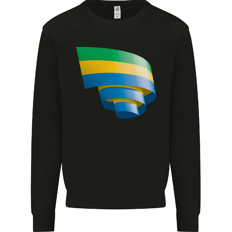 Curled Gabon Flag Gabonese Day Football Mens Sweatshirt Jumper
