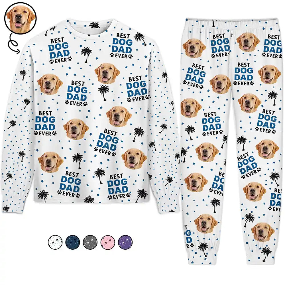 Custom Photo Best Dog Cat Dad Mom Ever - Personalized Unisex Pajamas Set