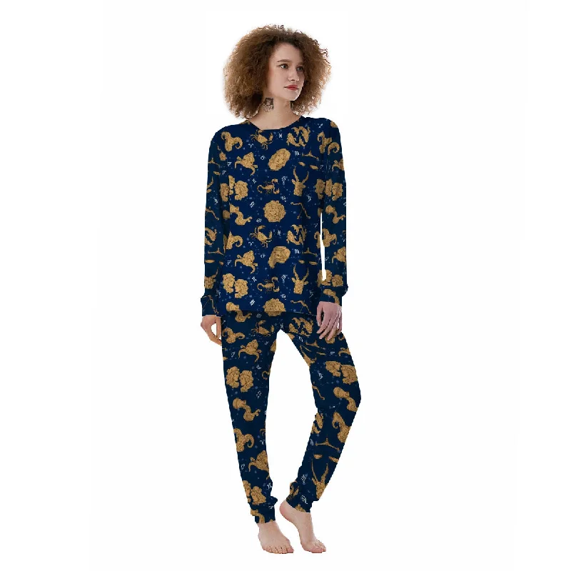 Virgo Zodiac Purple Print Pattern Women's Pajamas