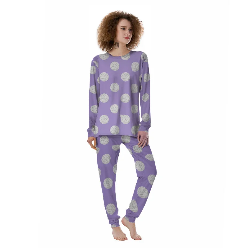 Volleyball White And Purple Print Pattern Women's Pajamas