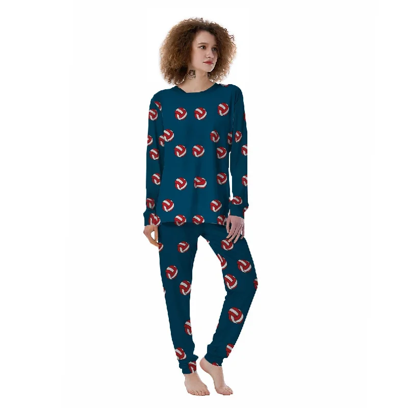 Volleyball White And Red Print Pattern Women's Pajamas