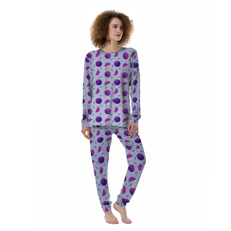 Watermelon Fancy Purple Print Pattern Women's Pajamas