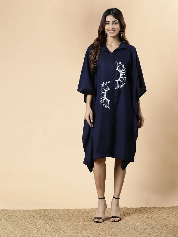 Navy Rayon Shirt-Kaftan - Halves