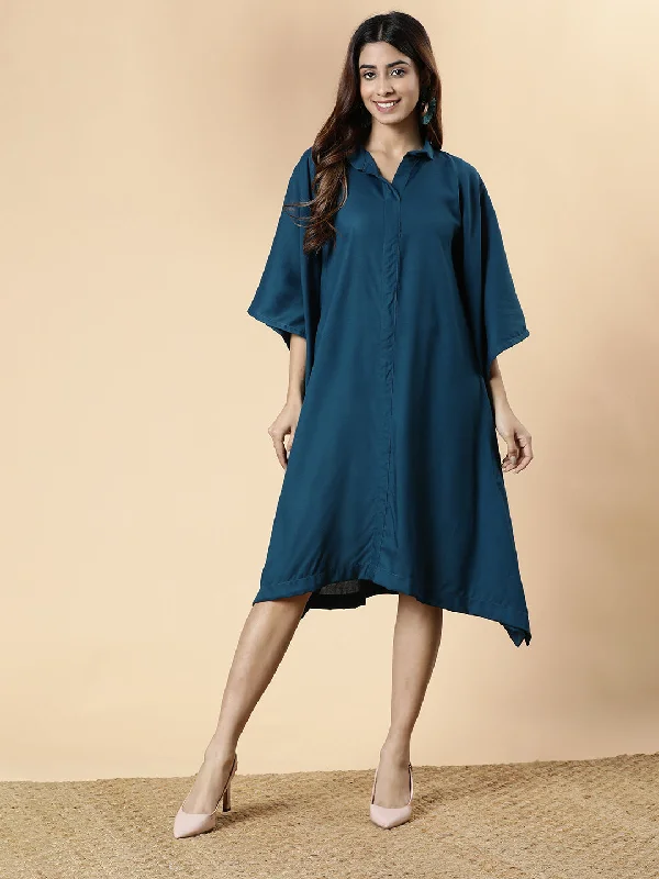 Teal Rayon Shirt-Kaftan - Moon Child