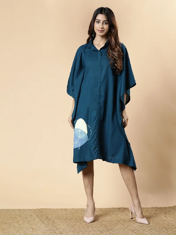 Teal Rayon Shirt-Kaftan - Vibe