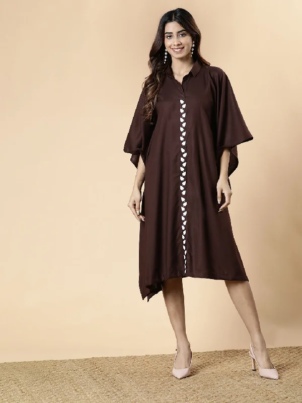 Coffee Rayon Shirt-Kaftan - Divergent