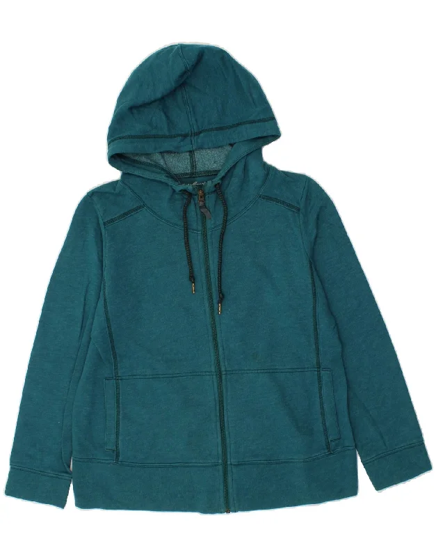 EDDIE BAUER Womens Zip Hoodie Sweater UK 16 Large Turquoise Cotton