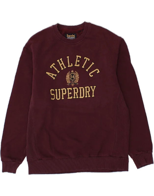 SUPERDRY Womens Oversized Graphic Sweatshirt Jumper UK 12 Medium  Burgundy