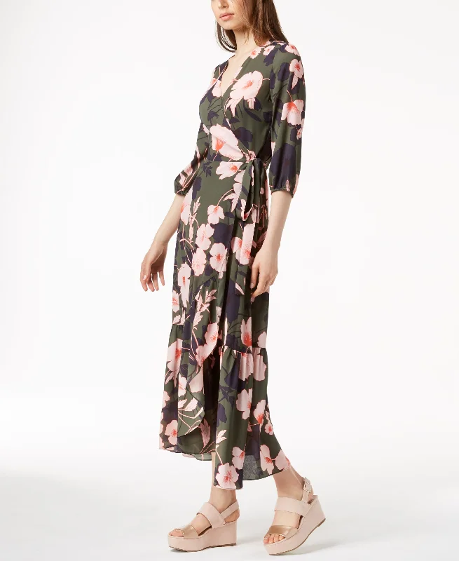 Bar III Printed Maxi Wrap Dress