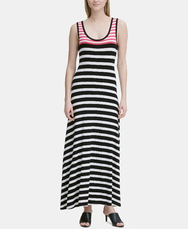 Calvin Klein Sleeveless Striped Maxi Dress