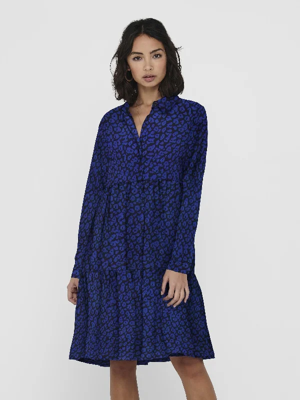 JDY Piper Long Sleeve Dress-BLACK BLUE