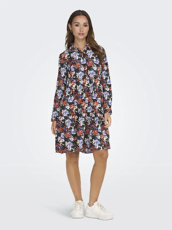 JDY Piper Long Sleeve Dress-BLACK PATTER