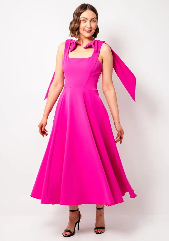 Kevan Jon Nancy Flare Long Dress, Bright Pink