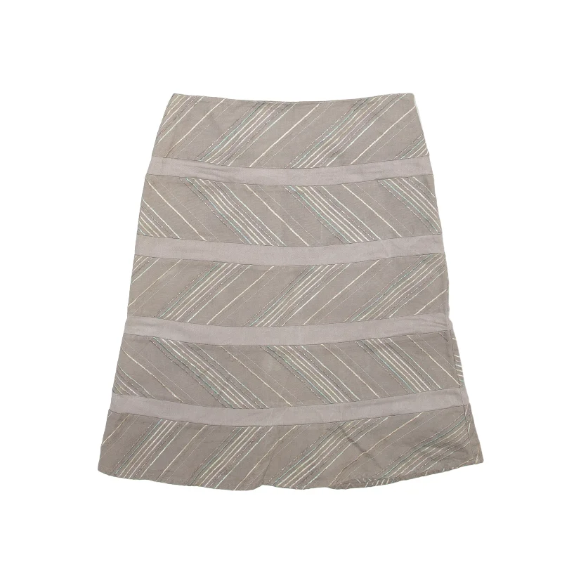 REISS Knee Length Straight Skirt Grey Striped Womens M