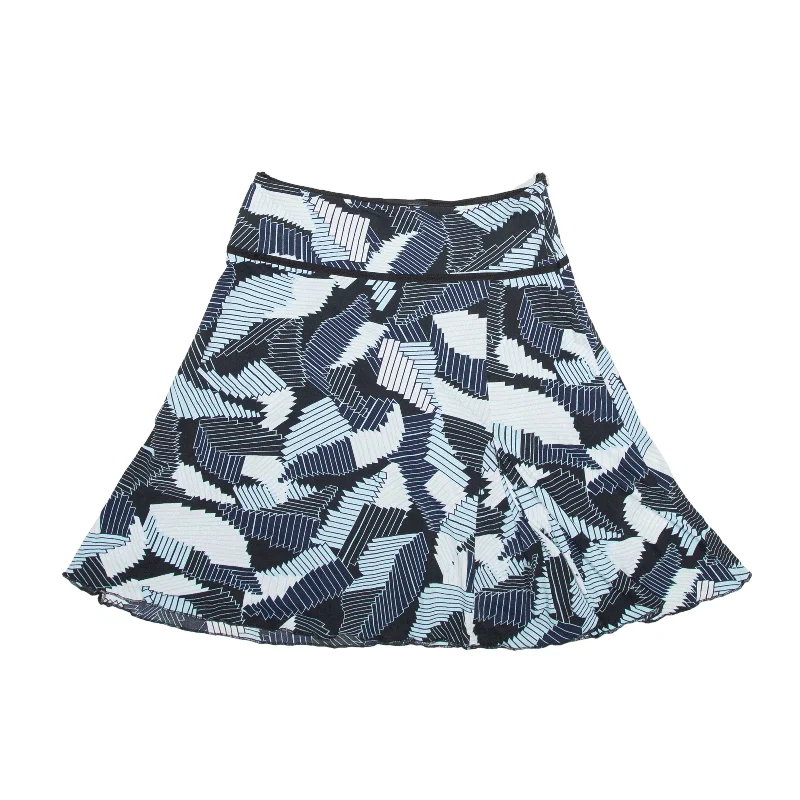 STREETONE Knee Length Flare Skirt Blue Crazy Pattern Womens M