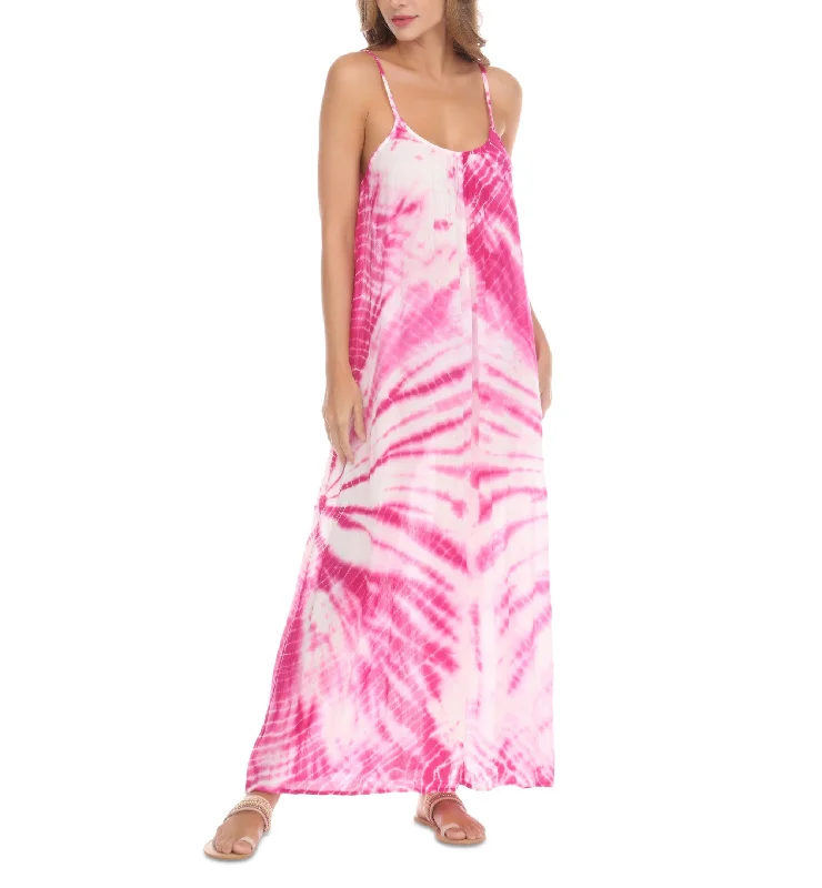 Tie-Dye Sleeveless Maxi Swim Cover-Up