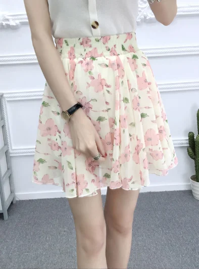 fashion spring and summer Korean chiffon small fresh skirt short skirt floral skirt