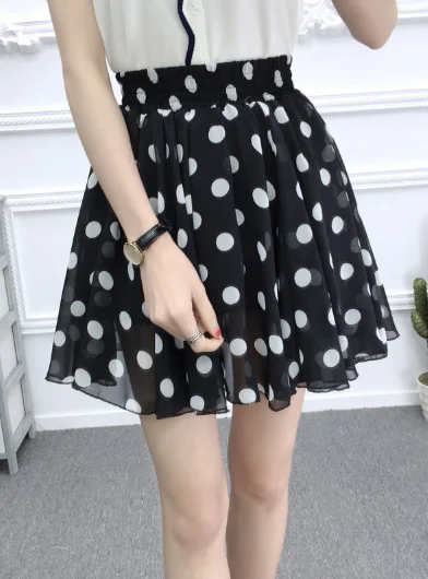 spring and summer polka dot Korean chiffon small fresh skirt short skirt floral skirt