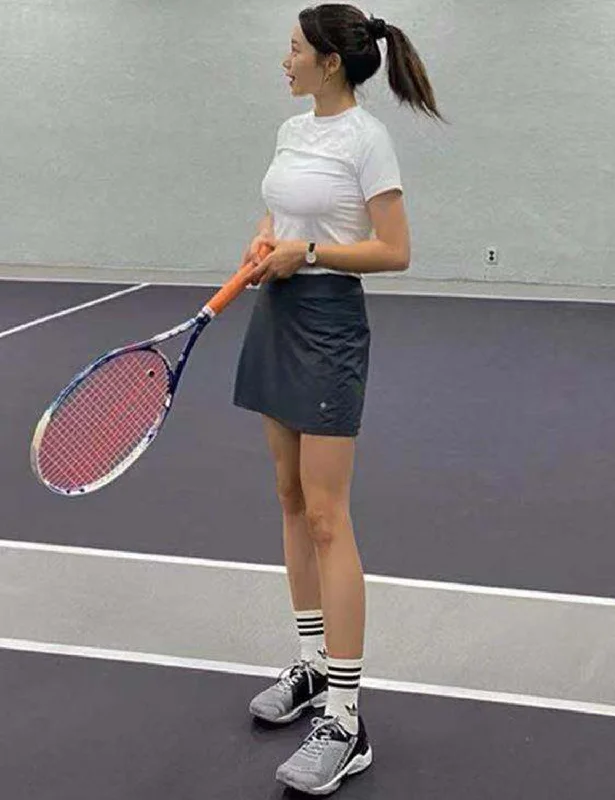 Athletic Tennis Golf Skort with Pockets Shorts shadowcharcoal ins_Running