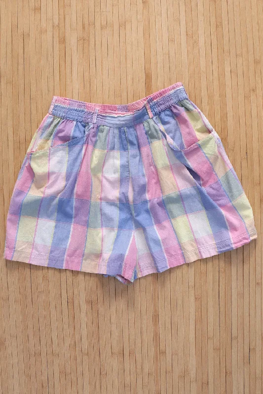 Pastel Plaid Cotton Shorts L/XL