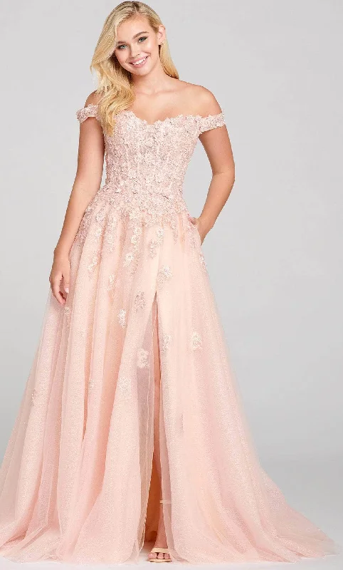 Ellie Wilde EW121063 - Off-Shoulder Laced Semi-Ballgown