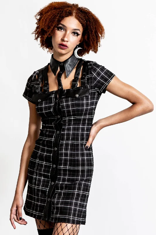 All Attitude Cut-Out Dress [ASH TARTAN] - Resurrect