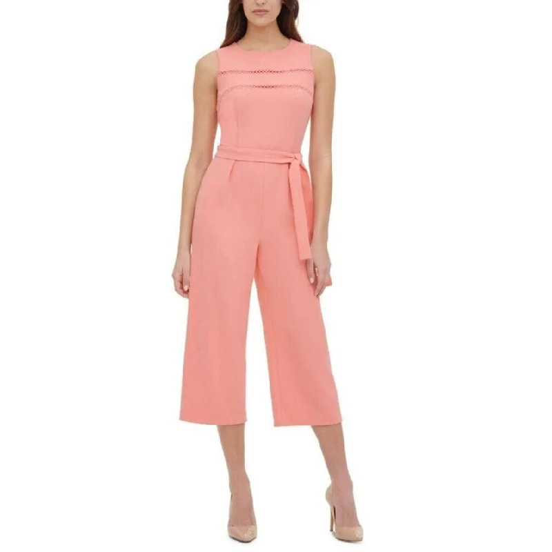 Circle Trim Pink Crepe Jumpsuit for Effortless Elegance