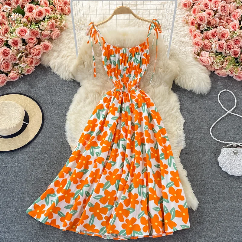 Cute A line floral dress fashion dress  422