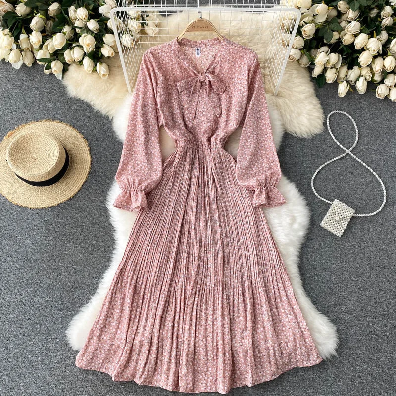 Cute floral long sleeve dress fashion dress  470