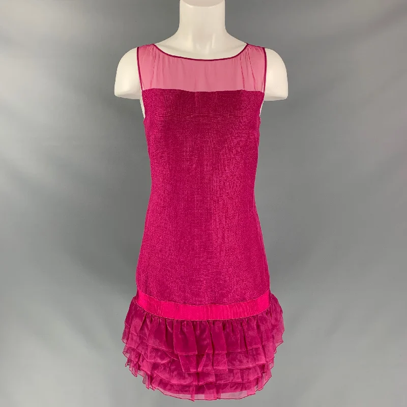 GIAMBATTISTA VALLI Raspberry Size XXS Linen & Viscose Dress