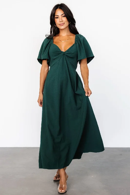 Indie Back Tie Dress | Dark Green