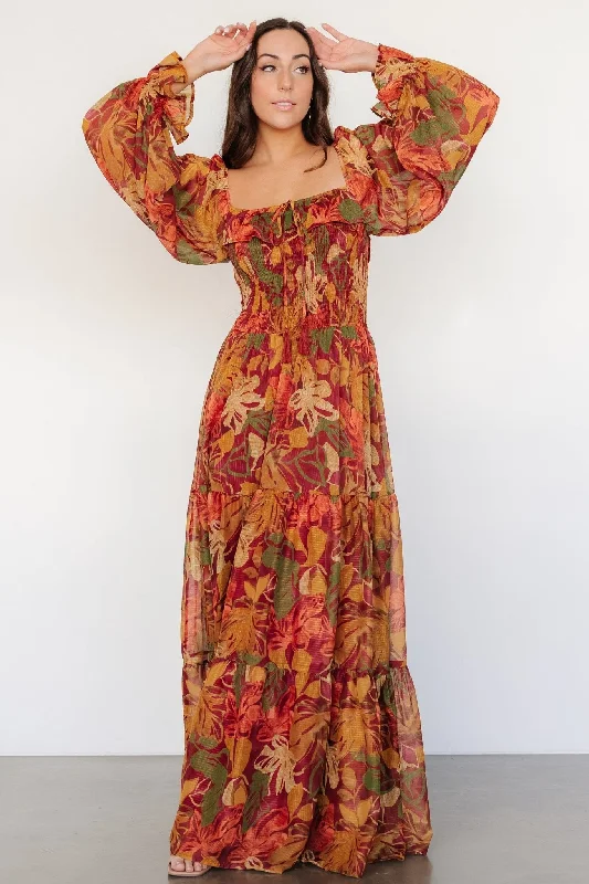 Isadora Tiered Dress | Rust Multi Floral