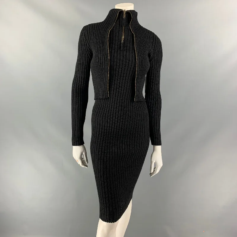 JEAN PAUL GAULTIER Size M Black Ribbed Knit Wool Dress