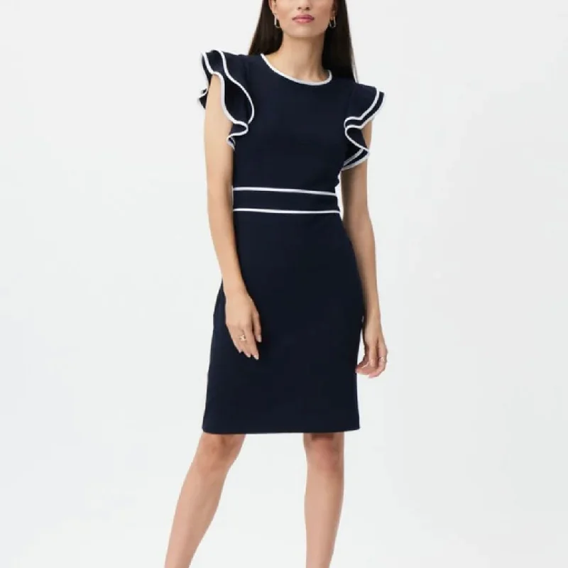 Joseph Ribkoff Midnight Blue Ruffled Sleeve Sheath Dress