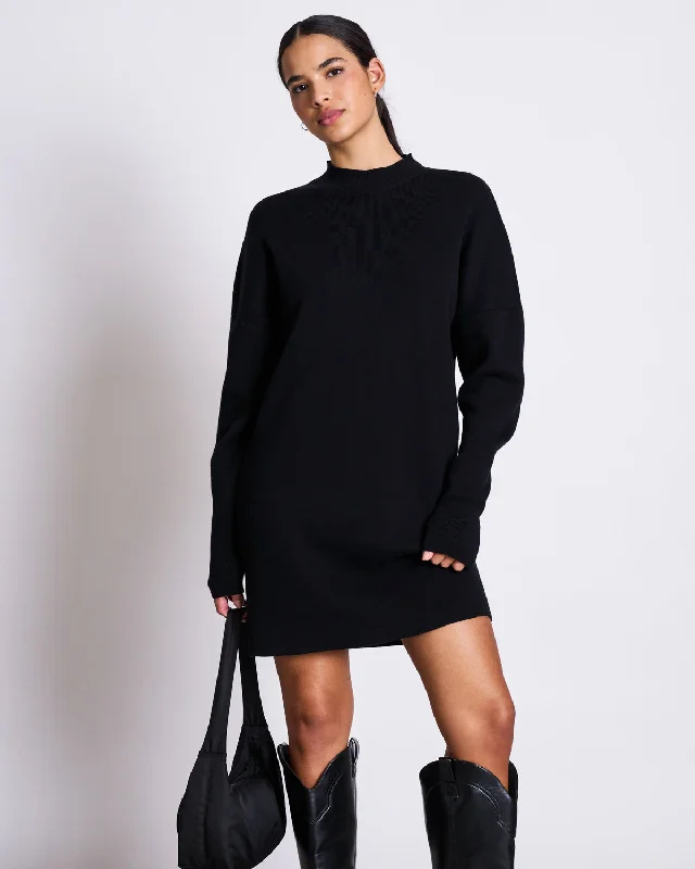 KNIT DRESS NUNA BLACK GOTS