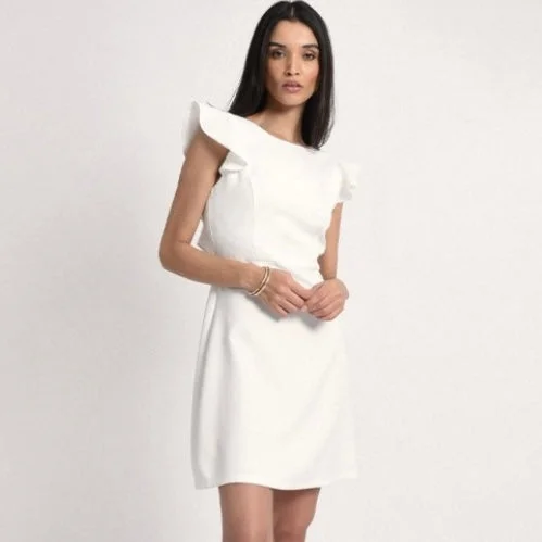 Molly Bracken White Scallop Sleeve Dress