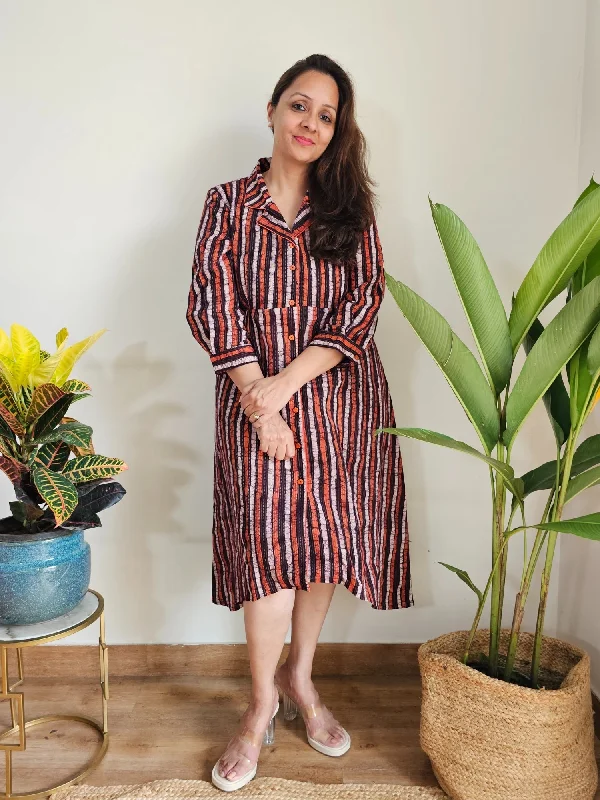 Naaz Kantha Work Button Down Dress