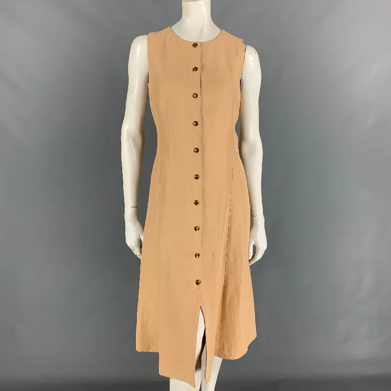 RALPH LAUREN Collection Size 8 Beige Acetate Blend Snaps Dress