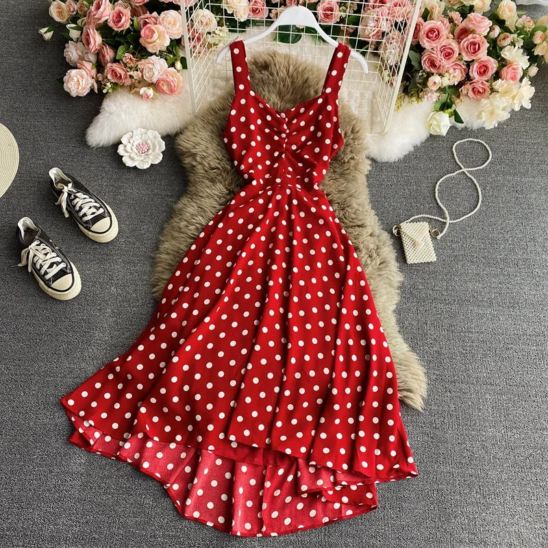 Red polka dot A line dress  482