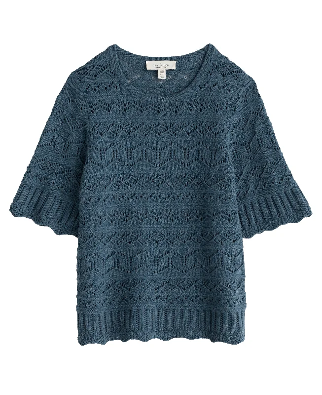 River Cross Pointelle Knit Top - Light Squid