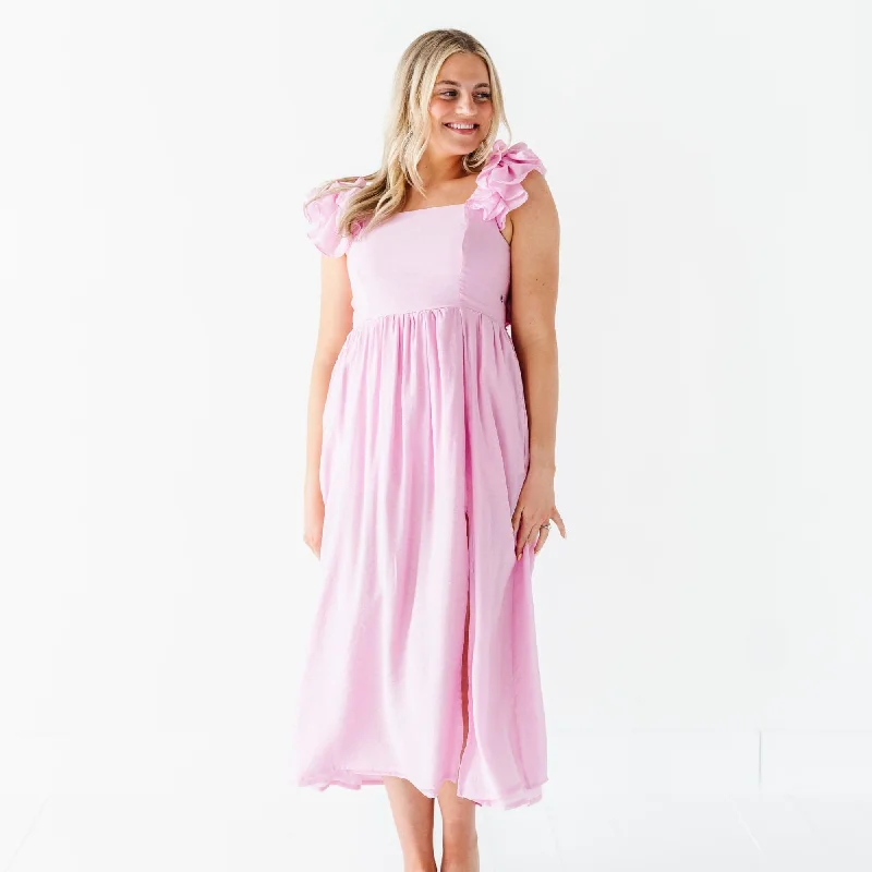 Soft Pink Women's Ruffle Dress